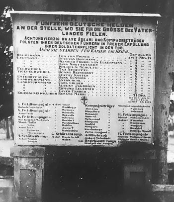 Tanga-Gedenktafel